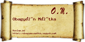 Obagyán Mátka névjegykártya